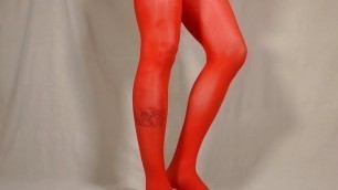 New red cock sheath pantyhose - small soft cock sissy