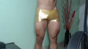 Golden Bodybuilder Flexing Legs and all