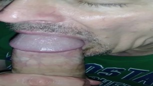 Huge Cock Cums on my Tongue