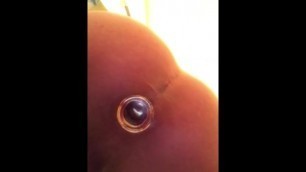 Her BF Takes a Buttplug in his Smooth Ass.