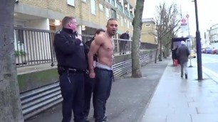 Hot Mixed Race Guy's Impressive Fountain of Piss as Police Arrest him