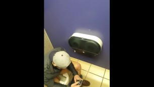 Toilet Guy Tinkles while Playing Solitaire on his Cell Phone.