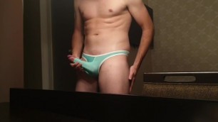 Cumming in Front of the Mirror in Sexy Underwear