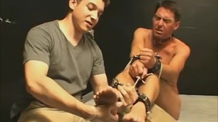 Young Deviant Ties up Gay Man for Oiled up Rough Tickles