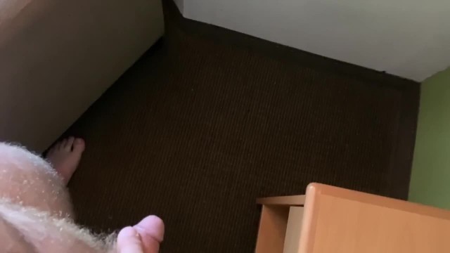 Jacking off and Cumming on a Hotel Floor and Wall then Pissing Immediately After.