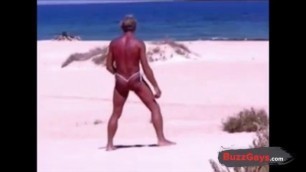 Tanned Guy On Beach In Tiny String Thong (Temporarily!) 6 Naked Girlfriend