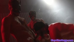 Assfucking gay hunk blindfolded for orgy
