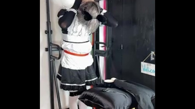 Femboy Maid Cums Fast in Bondagegay