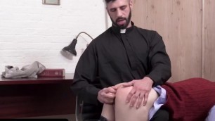 Kinky Priest Spanks and Drills Mischievous Boy Marcus Rivers' Ass and Fills It With Cum - Yesfathergay
