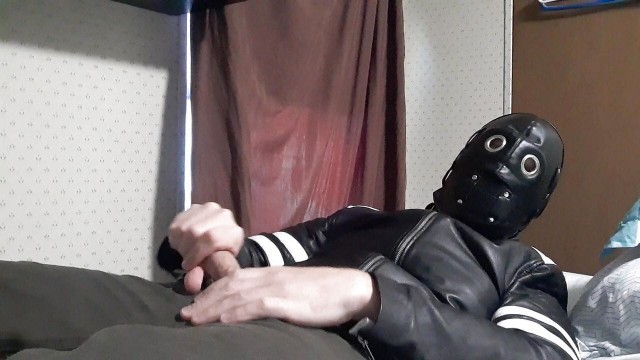 Gay gimp leather jerking off