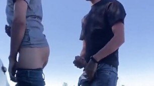 Straight guy fuck gay friend outdoor bareback and cum in ass
